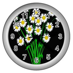 Bouquet Geese Flower Plant Blossom Wall Clocks (silver) 