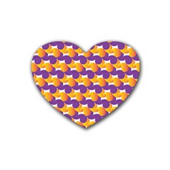 Pattern Background Purple Yellow Heart Coaster (4 Pack)  by Nexatart