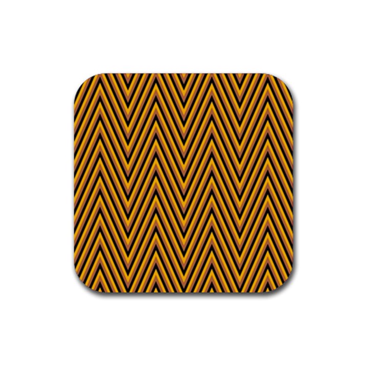 Chevron Brown Retro Vintage Rubber Coaster (Square) 