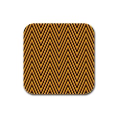 Chevron Brown Retro Vintage Rubber Square Coaster (4 Pack)  by Nexatart