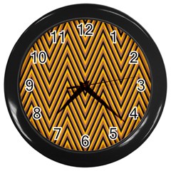 Chevron Brown Retro Vintage Wall Clocks (black) by Nexatart