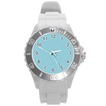 Blue Pattern Background Texture Round Plastic Sport Watch (L) Front