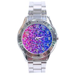 Triangle Tile Mosaic Pattern Stainless Steel Analogue Watch