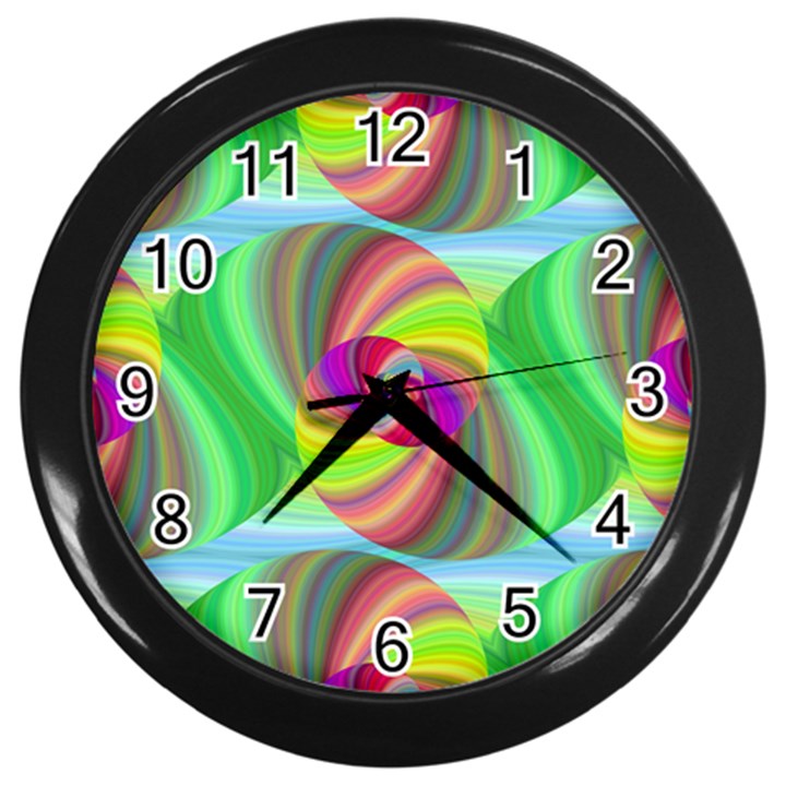 Seamless Pattern Twirl Spiral Wall Clocks (Black)