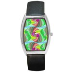 Seamless Pattern Twirl Spiral Barrel Style Metal Watch Front