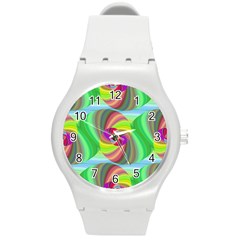 Seamless Pattern Twirl Spiral Round Plastic Sport Watch (m)