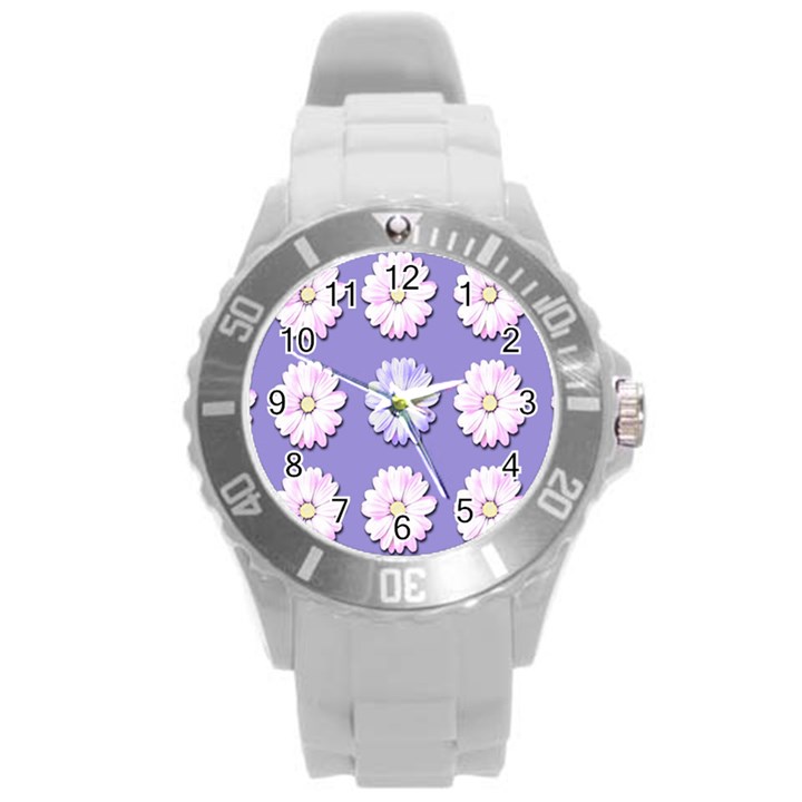 Daisy Flowers Wild Flowers Bloom Round Plastic Sport Watch (L)