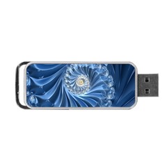 Blue Fractal Abstract Spiral Portable Usb Flash (two Sides)
