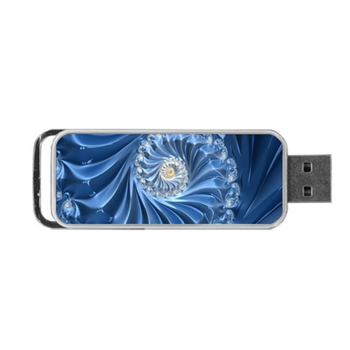 Blue Fractal Abstract Spiral Portable USB Flash (Two Sides)