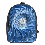 Blue Fractal Abstract Spiral School Bag (XL) Front