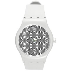 Seamless Pattern Repeat Line Round Plastic Sport Watch (m) by Nexatart