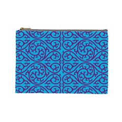 Monogram Blue Purple Background Cosmetic Bag (Large) 