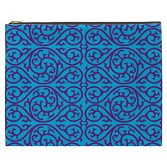 Monogram Blue Purple Background Cosmetic Bag (xxxl)  by Nexatart