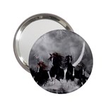 Awesome Wild Black Horses Running In The Night 2.25  Handbag Mirrors