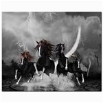 Awesome Wild Black Horses Running In The Night Mini Button Earrings