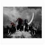 Awesome Wild Black Horses Running In The Night Small Glasses Cloth (2-Side)