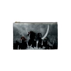 Awesome Wild Black Horses Running In The Night Cosmetic Bag (small)  by FantasyWorld7