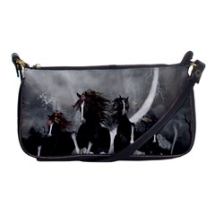 Awesome Wild Black Horses Running In The Night Shoulder Clutch Bags by FantasyWorld7