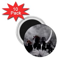 Awesome Wild Black Horses Running In The Night 1 75  Magnets (10 Pack)  by FantasyWorld7
