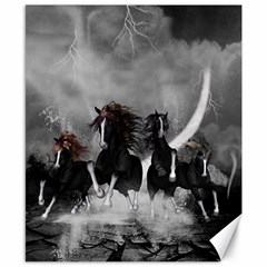 Awesome Wild Black Horses Running In The Night Canvas 8  X 10  by FantasyWorld7