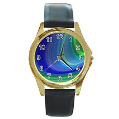 Space Design Abstract Sky Storm Round Gold Metal Watch by Nexatart