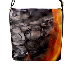 Fireplace Flame Burn Firewood Flap Messenger Bag (l)  by Nexatart