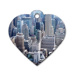 Manhattan New York City Dog Tag Heart (one Side) by Nexatart