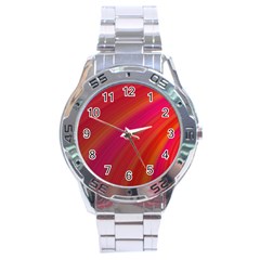 Abstract Red Background Fractal Stainless Steel Analogue Watch by Nexatart