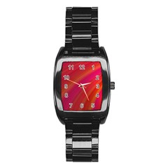 Abstract Red Background Fractal Stainless Steel Barrel Watch by Nexatart