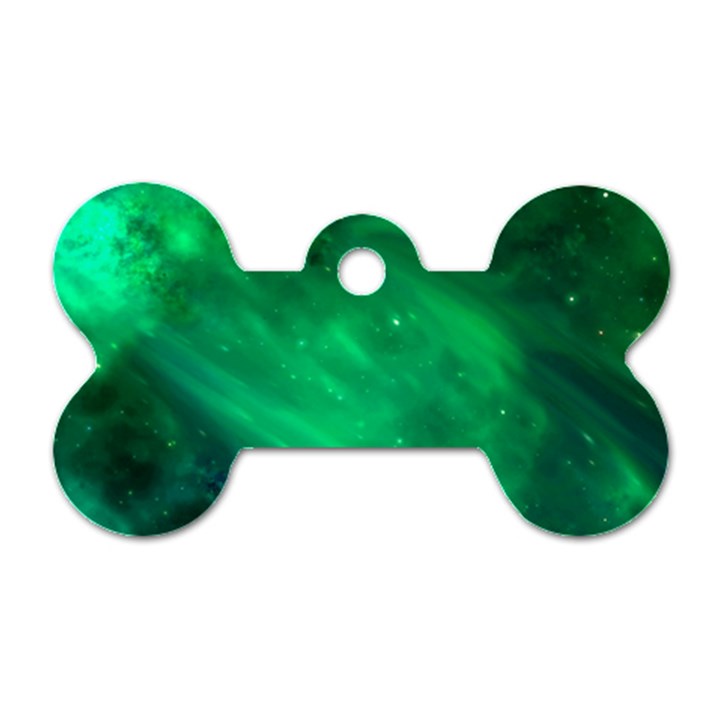 Green Space All Universe Cosmos Galaxy Dog Tag Bone (One Side)