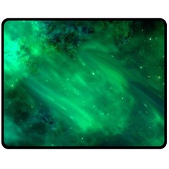 Green Space All Universe Cosmos Galaxy Fleece Blanket (medium) 