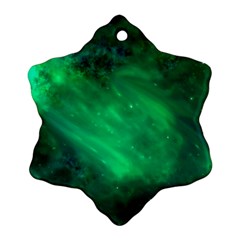 Green Space All Universe Cosmos Galaxy Snowflake Ornament (two Sides) by Nexatart