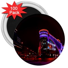 Moscow Night Lights Evening City 3  Magnets (100 Pack) by Nexatart