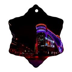 Moscow Night Lights Evening City Snowflake Ornament (two Sides) by Nexatart