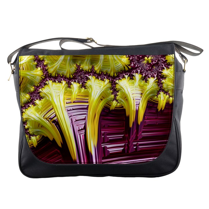 Yellow Magenta Abstract Fractal Messenger Bags