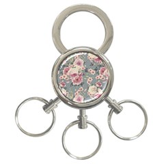 Pink Flower Seamless Design Floral 3-ring Key Chains by Nexatart