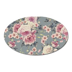 Pink Flower Seamless Design Floral Oval Magnet