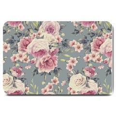 Pink Flower Seamless Design Floral Large Doormat  by Nexatart