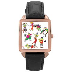 Golfers Athletes Rose Gold Leather Watch  by Nexatart