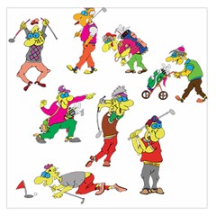 Golfers Athletes Large Satin Scarf (square) by Nexatart