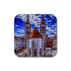 Steeple Church Building Sky Great Rubber Square Coaster (4 Pack)  by Nexatart