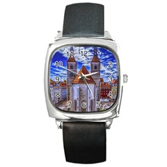 Steeple Church Building Sky Great Square Metal Watch by Nexatart