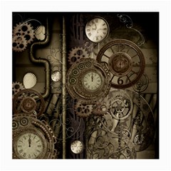 Stemapunk Design With Clocks And Gears Medium Glasses Cloth (2-side) by FantasyWorld7