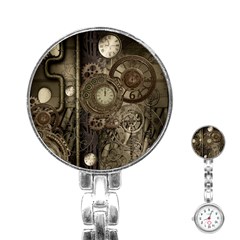 Stemapunk Design With Clocks And Gears Stainless Steel Nurses Watch by FantasyWorld7