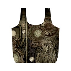 Stemapunk Design With Clocks And Gears Full Print Recycle Bags (m)  by FantasyWorld7