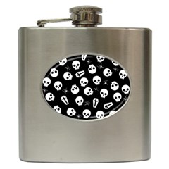 Skull, Spider And Chest  - Halloween Pattern Hip Flask (6 Oz)