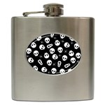 Skull, spider and chest  - Halloween pattern Hip Flask (6 oz) Front