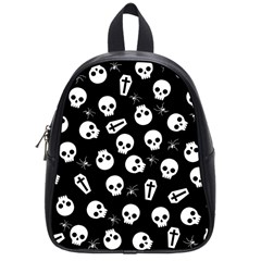 Skull, Spider And Chest  - Halloween Pattern School Bag (small) by Valentinaart
