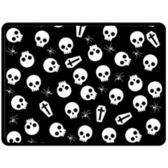 Skull, Spider And Chest  - Halloween Pattern Double Sided Fleece Blanket (large)  by Valentinaart