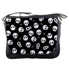 Skull, Spider And Chest  - Halloween Pattern Messenger Bags by Valentinaart